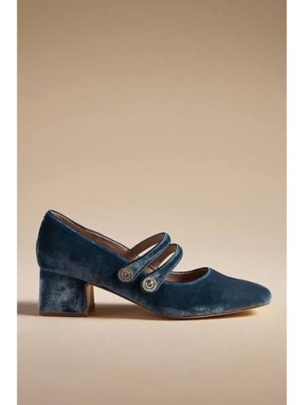 Sam Edelman Blue Velvet Double-Strap Block Heel Pumps - Picture 2 of 16